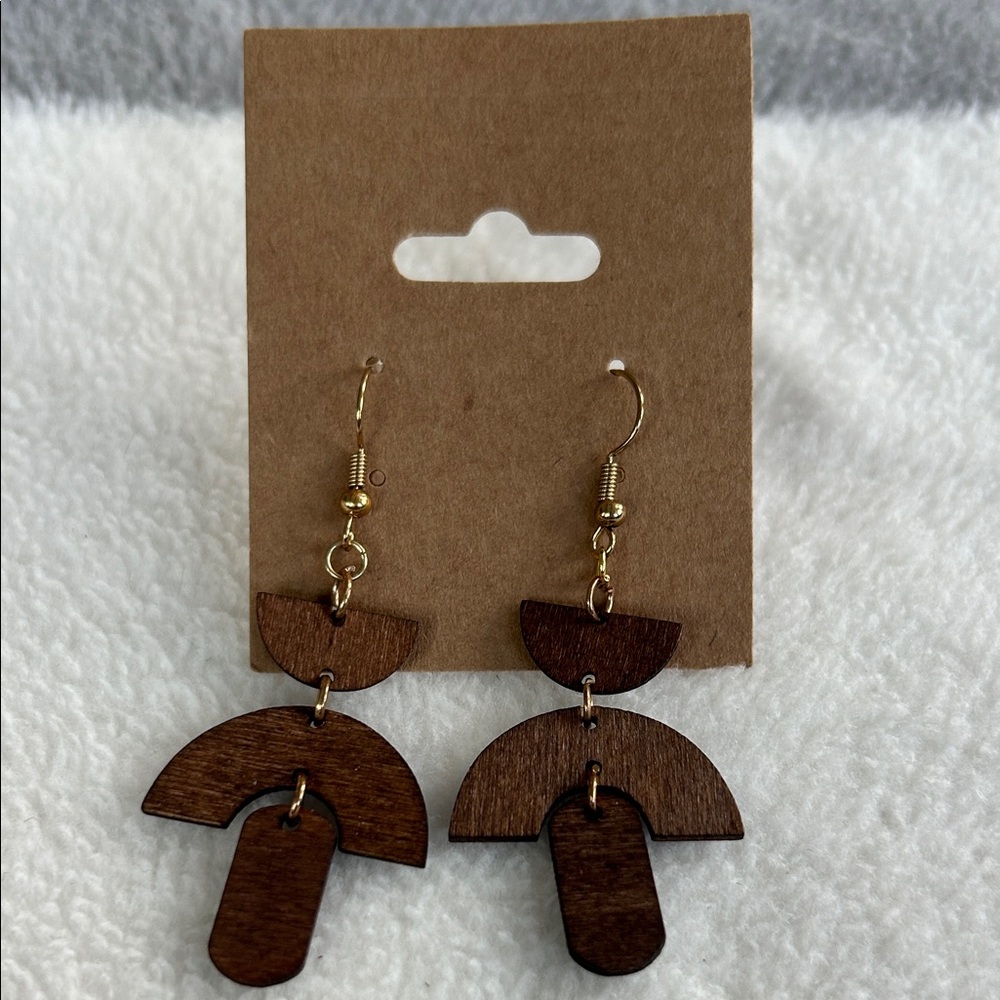 Wooden Geometric Earrings